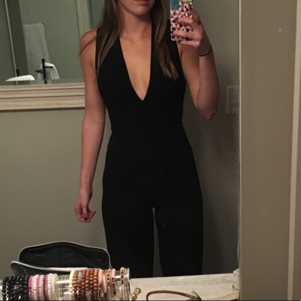 Black low cut jumpsuit
